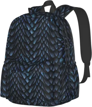17 inch Backpack 3D Gray Dragon Scales Laptop Backpack School Bookbag Shoulder Bag Casual Daypack