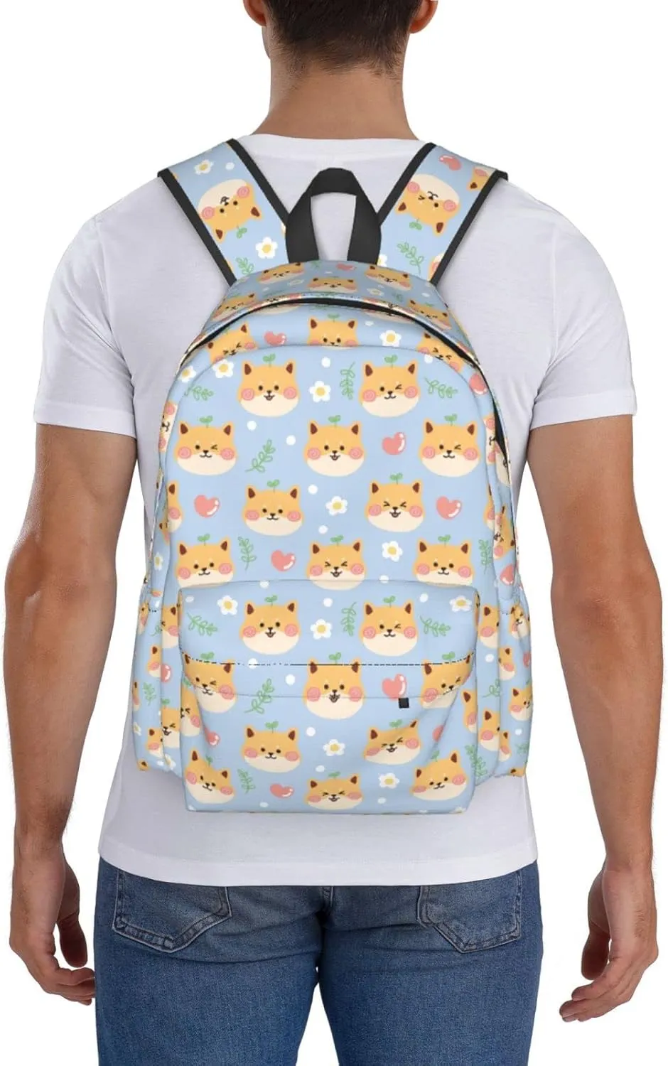 17 inch Backpack Kawaii Shiba Inu Cute Dogs Laptop Backpack School Bookbag Shoulder Bag Casual Daypack