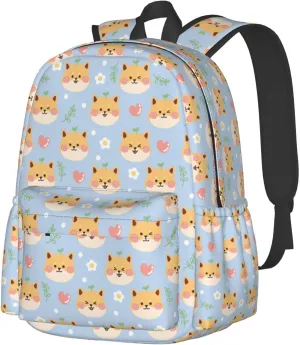 17 inch Backpack Kawaii Shiba Inu Cute Dogs Laptop Backpack School Bookbag Shoulder Bag Casual Daypack