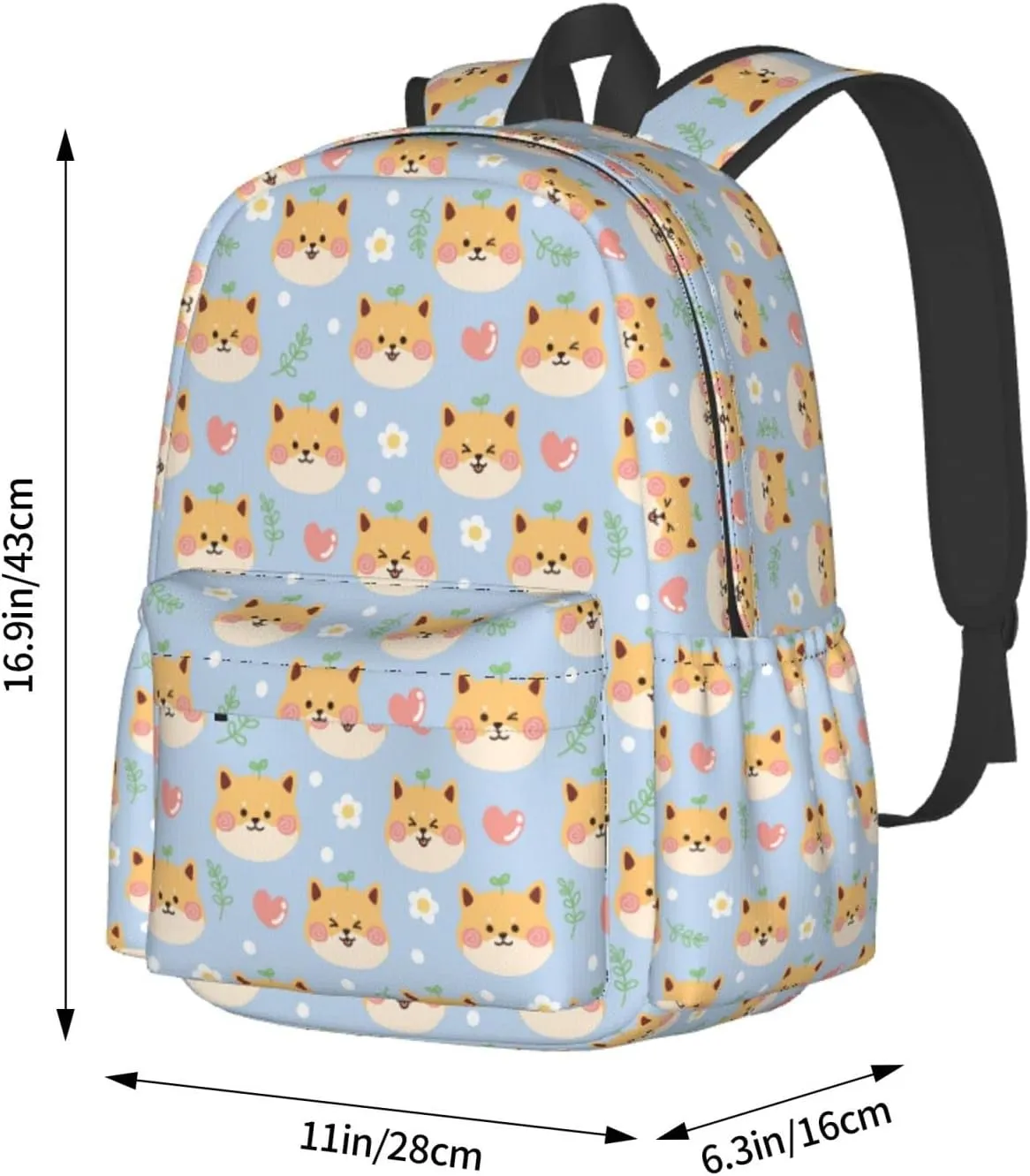 17 inch Backpack Kawaii Shiba Inu Cute Dogs Laptop Backpack School Bookbag Shoulder Bag Casual Daypack