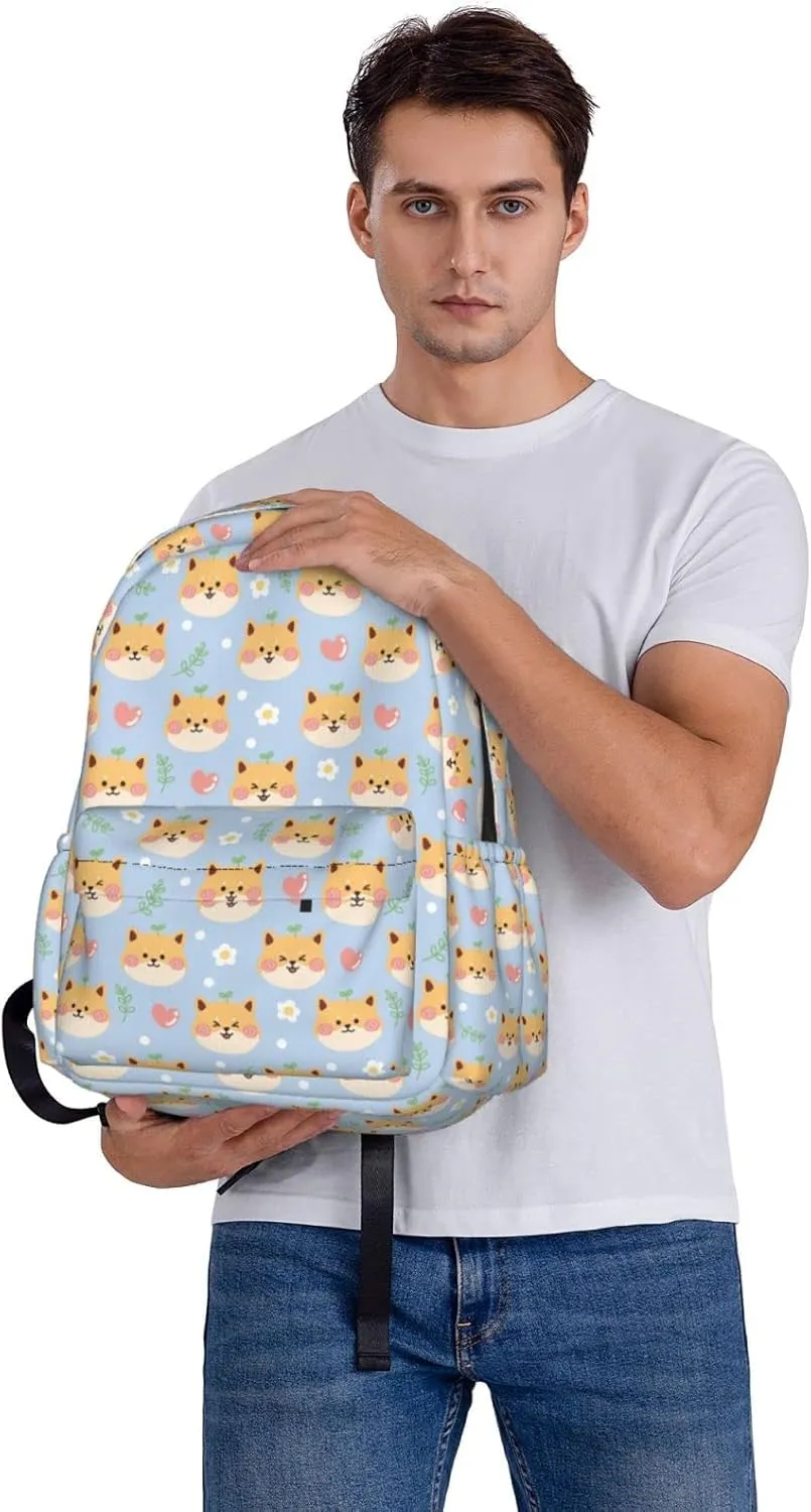 17 inch Backpack Kawaii Shiba Inu Cute Dogs Laptop Backpack School Bookbag Shoulder Bag Casual Daypack