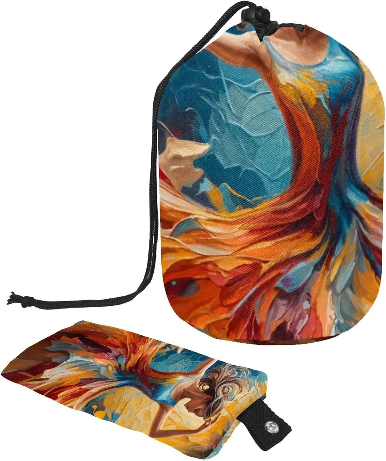 2 Pcs Cosmetic Bag bucket Travel Makeup Bags Large Capacity Soft Waterproof Portable Drawstring Cosmetic Bag, Art Abstract Dancing Girl 7