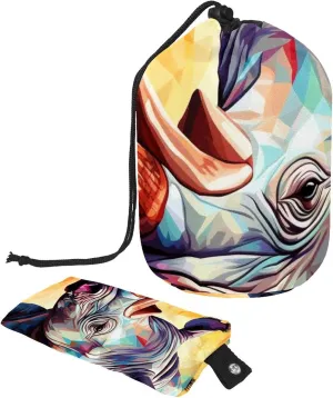 2 Pcs Cosmetic Bag bucket Travel Makeup Bags Large Capacity Soft Waterproof Portable Drawstring Cosmetic Bag, Art Animal Rhino 31