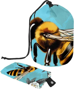 2 Pcs Cosmetic Bag bucket Travel Makeup Bags Large Capacity Soft Waterproof Portable Drawstring Cosmetic Bag, Art Bee Flowers