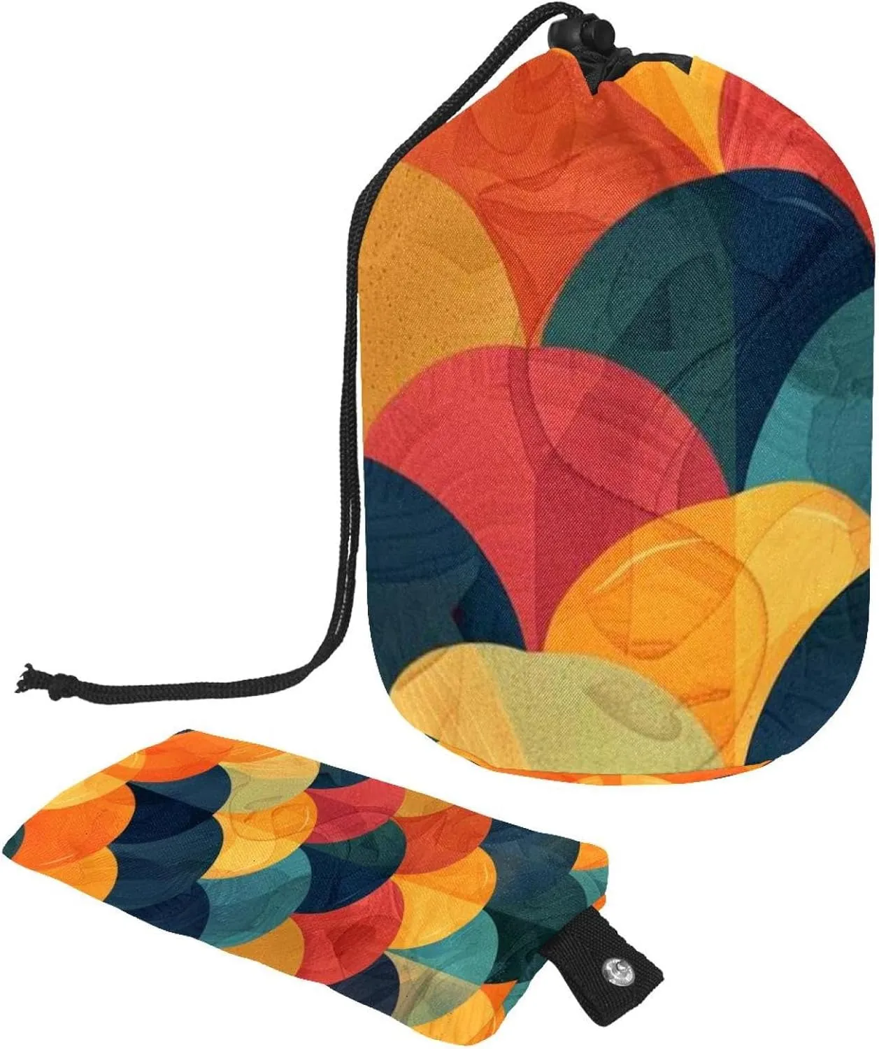 2 Pcs Cosmetic Bag bucket Travel Makeup Bags Large Capacity Soft Waterproof Portable Drawstring Cosmetic Bag, Art Colorful Circles