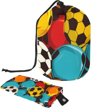 2 Pcs Cosmetic Bag bucket Travel Makeup Bags Large Capacity Soft Waterproof Portable Drawstring Cosmetic Bag, Art Colorful Soccer
