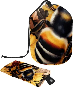 2 Pcs Cosmetic Bag bucket Travel Makeup Bags Large Capacity Soft Waterproof Portable Drawstring Cosmetic Bag, Art Insect Bee Florals