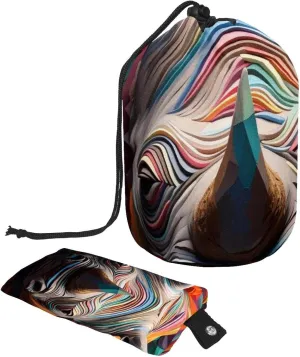 2 Pcs Cosmetic Bag bucket Travel Makeup Bags Large Capacity Soft Waterproof Portable Drawstring Cosmetic Bag, Art Rhino Pattern 27