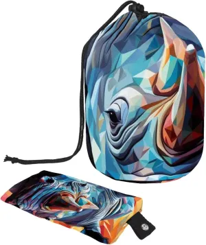 2 Pcs Cosmetic Bag bucket Travel Makeup Bags Large Capacity Soft Waterproof Portable Drawstring Cosmetic Bag, Art Rhino Pattern 39