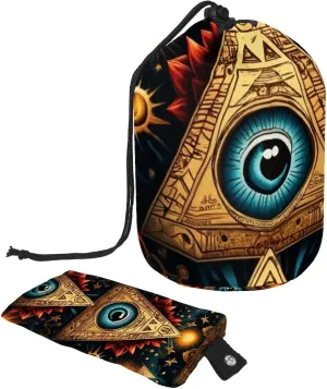 2 Pcs Cosmetic Bag bucket Travel Makeup Bags Large Capacity Soft Waterproof Portable Drawstring Cosmetic Bag, Art Star Pyramid with the Eye
