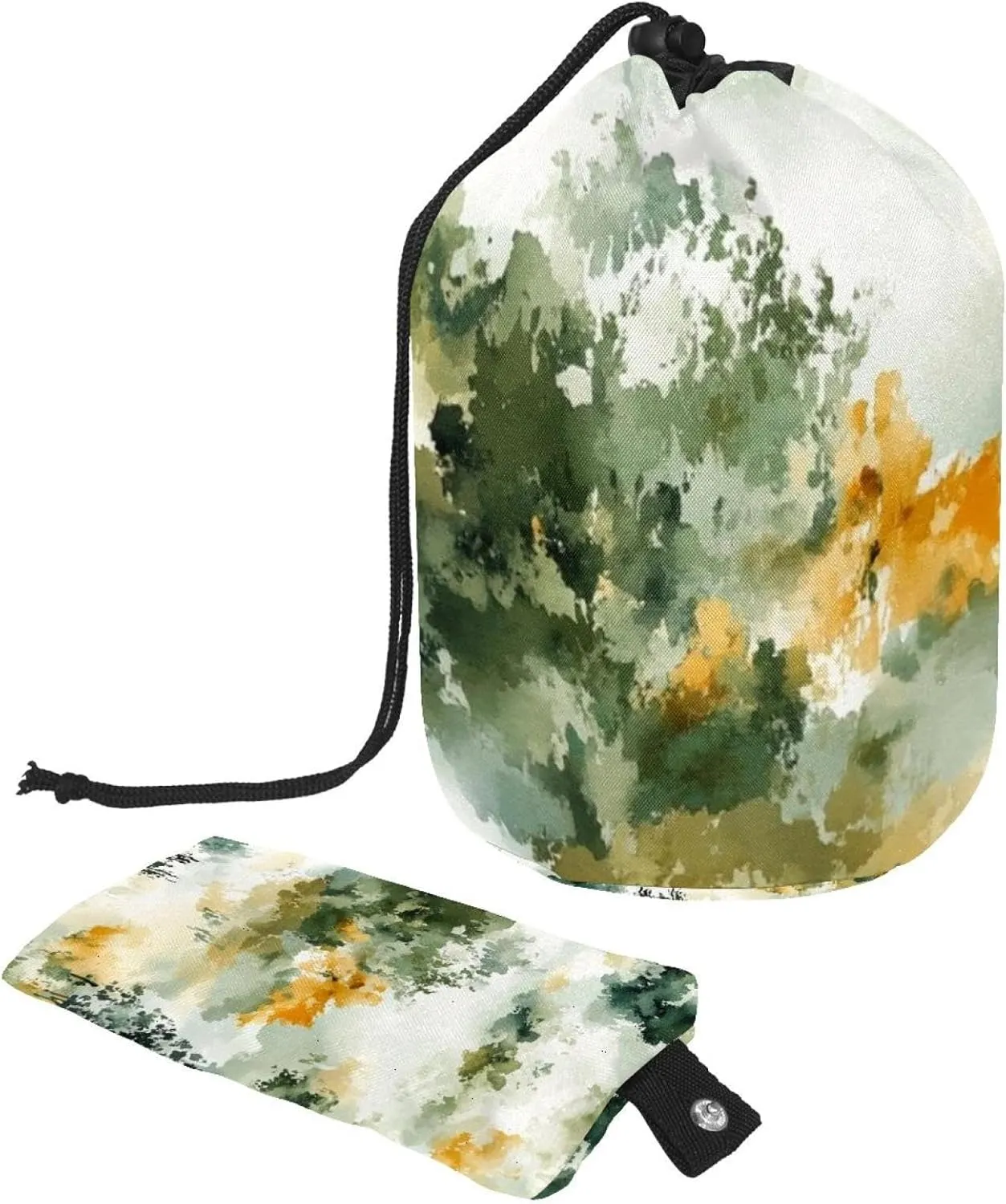 2 Pcs Cosmetic Bag bucket Travel Makeup Bags Large Capacity Soft Waterproof Portable Drawstring Cosmetic Bag, Art Watercolor Field 27