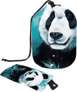 2 Pcs Cosmetic Bag bucket Travel Makeup Bags Large Capacity Soft Waterproof Portable Drawstring Cosmetic Bag, Art Watercolor Panda Pattern