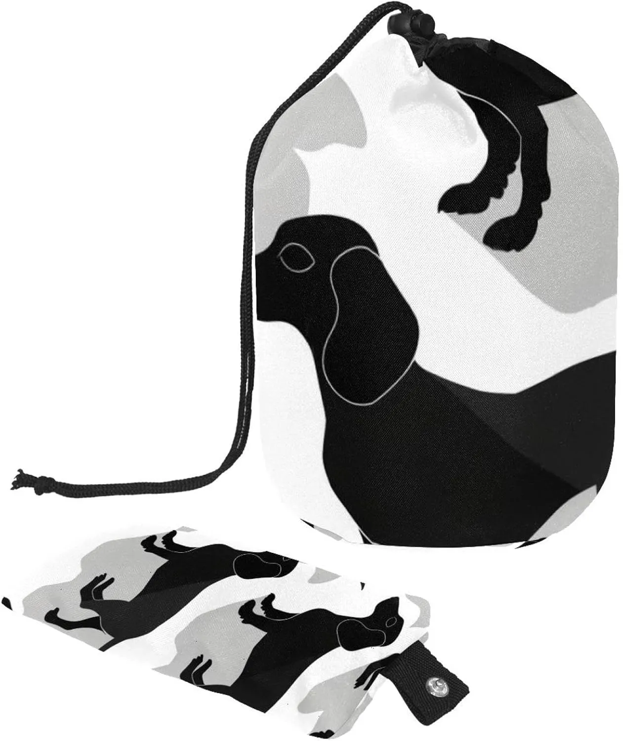 2 Pcs Cosmetic Bag bucket Travel Makeup Bags Large Capacity Soft Waterproof Portable Drawstring Cosmetic Bag, Black Dogs Dachshund Shadow