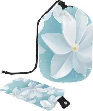 2 Pcs Cosmetic Bag bucket Travel Makeup Bags Large Capacity Soft Waterproof Portable Drawstring Cosmetic Bag, Blue White Starry Flowers 55