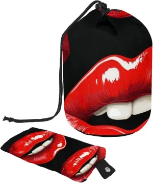 2 Pcs Cosmetic Bag bucket Travel Makeup Bags Large Capacity Soft Waterproof Portable Drawstring Cosmetic Bag, Bright Red Lips Full Print 31