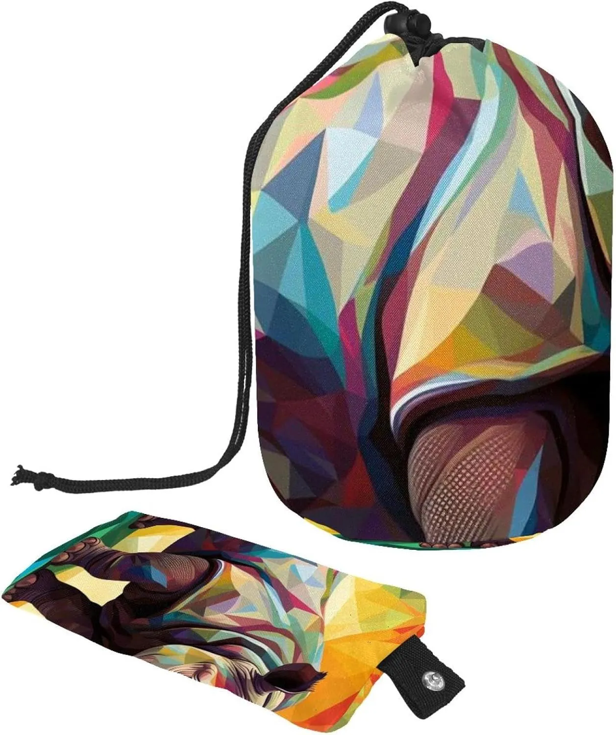 2 Pcs Cosmetic Bag bucket Travel Makeup Bags Large Capacity Soft Waterproof Portable Drawstring Cosmetic Bag, Colorful Animal Rhino 63