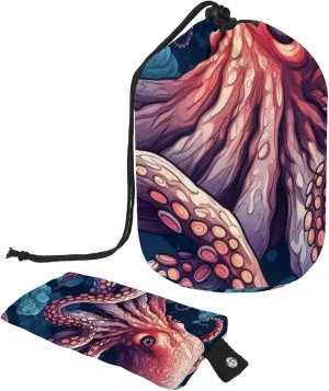 2 Pcs Cosmetic Bag bucket Travel Makeup Bags Large Capacity Soft Waterproof Portable Drawstring Cosmetic Bag, Cool Sea Monster Octopus Seaworld