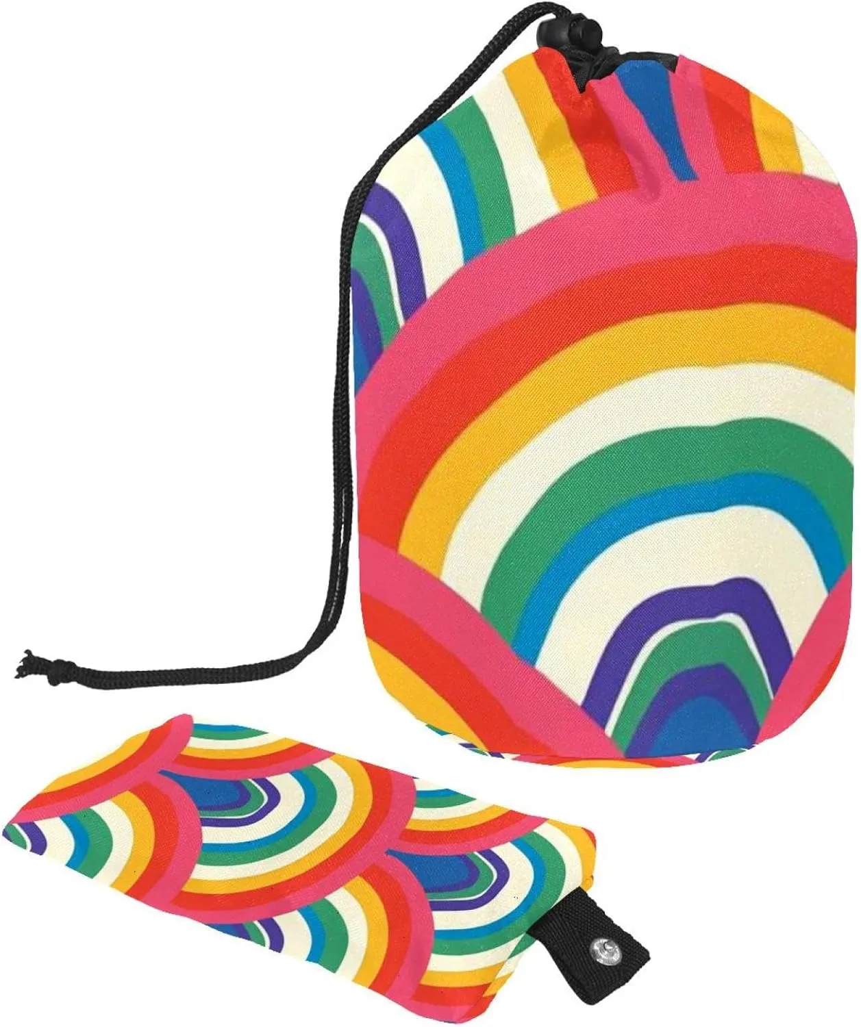 2 Pcs Cosmetic Bag bucket Travel Makeup Bags Large Capacity Soft Waterproof Portable Drawstring Cosmetic Bag, Fun Cute Rainbow