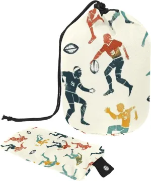 2 Pcs Cosmetic Bag bucket Travel Makeup Bags Large Capacity Soft Waterproof Portable Drawstring Cosmetic Bag, Fun Rugby Print