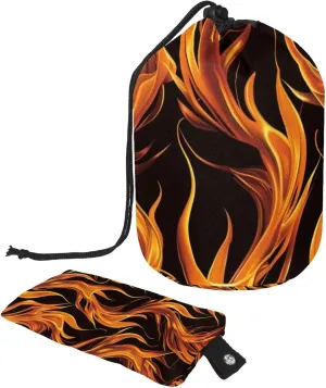 2 Pcs Cosmetic Bag bucket Travel Makeup Bags Large Capacity Soft Waterproof Portable Drawstring Cosmetic Bag, Golden Burning Flames