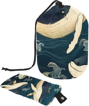 2 Pcs Cosmetic Bag bucket Travel Makeup Bags Large Capacity Soft Waterproof Portable Drawstring Cosmetic Bag, Hand-painted Blue Whale