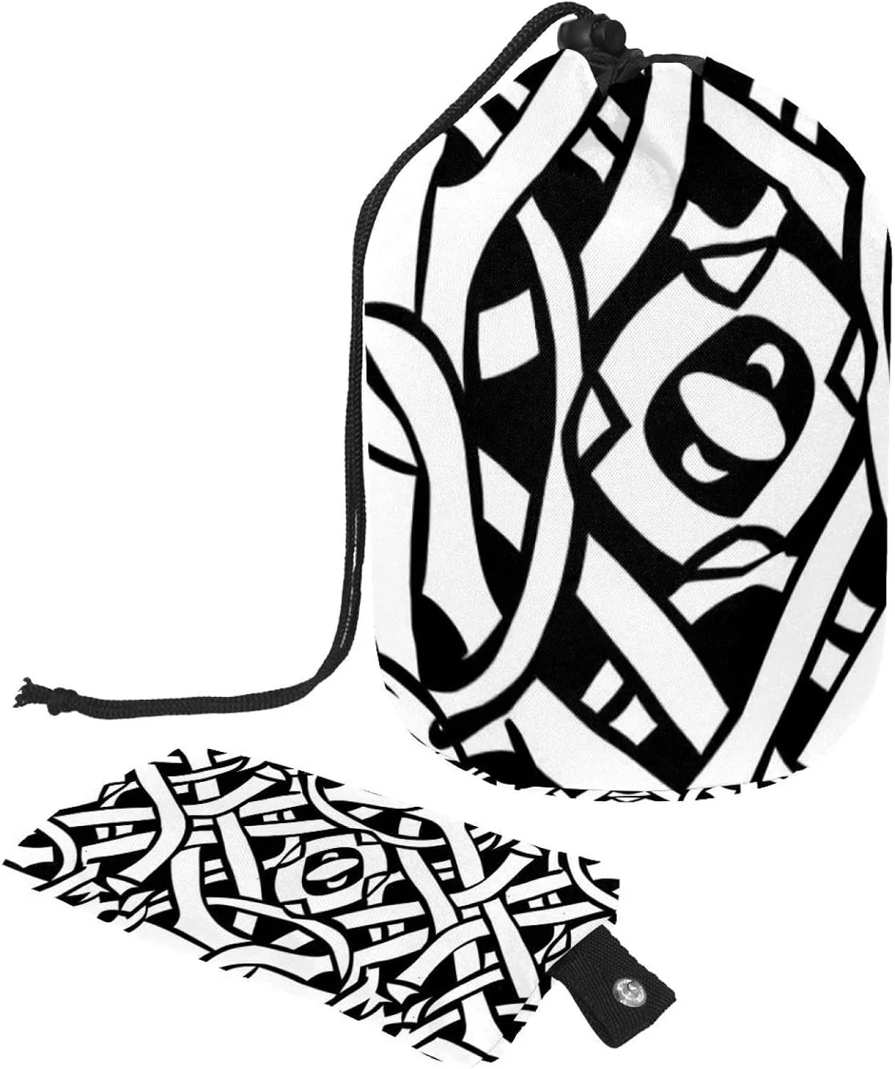 2 Pcs Cosmetic Bag bucket Travel Makeup Bags Large Capacity Soft Waterproof Portable Drawstring Cosmetic Bag, Monochrome Celtic Pattern