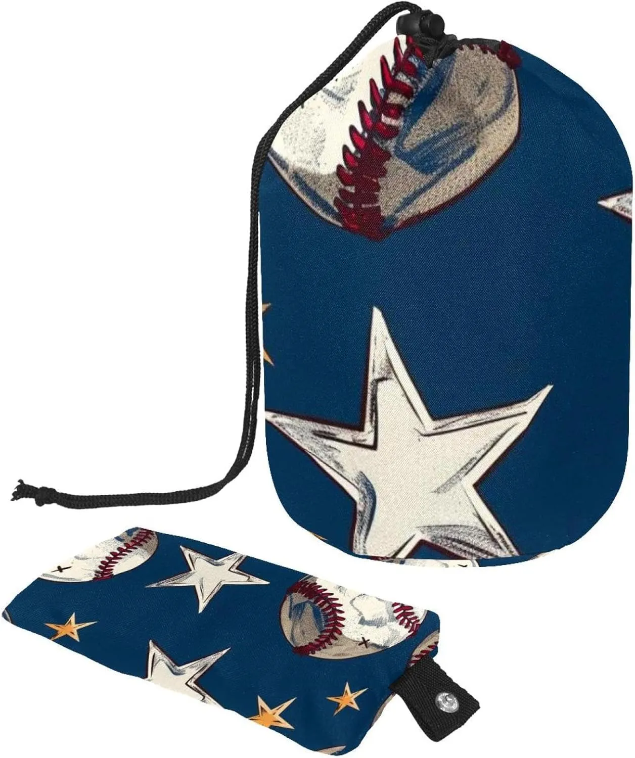 2 Pcs Cosmetic Bag bucket Travel Makeup Bags Large Capacity Soft Waterproof Portable Drawstring Cosmetic Bag, Night Baseball and Stars