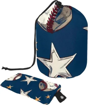 2 Pcs Cosmetic Bag bucket Travel Makeup Bags Large Capacity Soft Waterproof Portable Drawstring Cosmetic Bag, Night Baseball and Stars