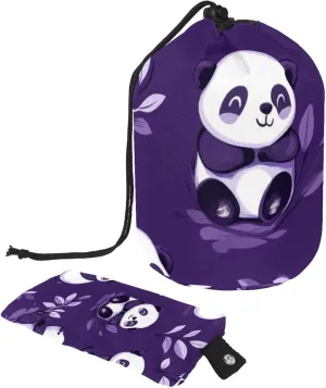 2 Pcs Cosmetic Bag bucket Travel Makeup Bags Large Capacity Soft Waterproof Portable Drawstring Cosmetic Bag, Purple Bamboo-leaf Panda 51
