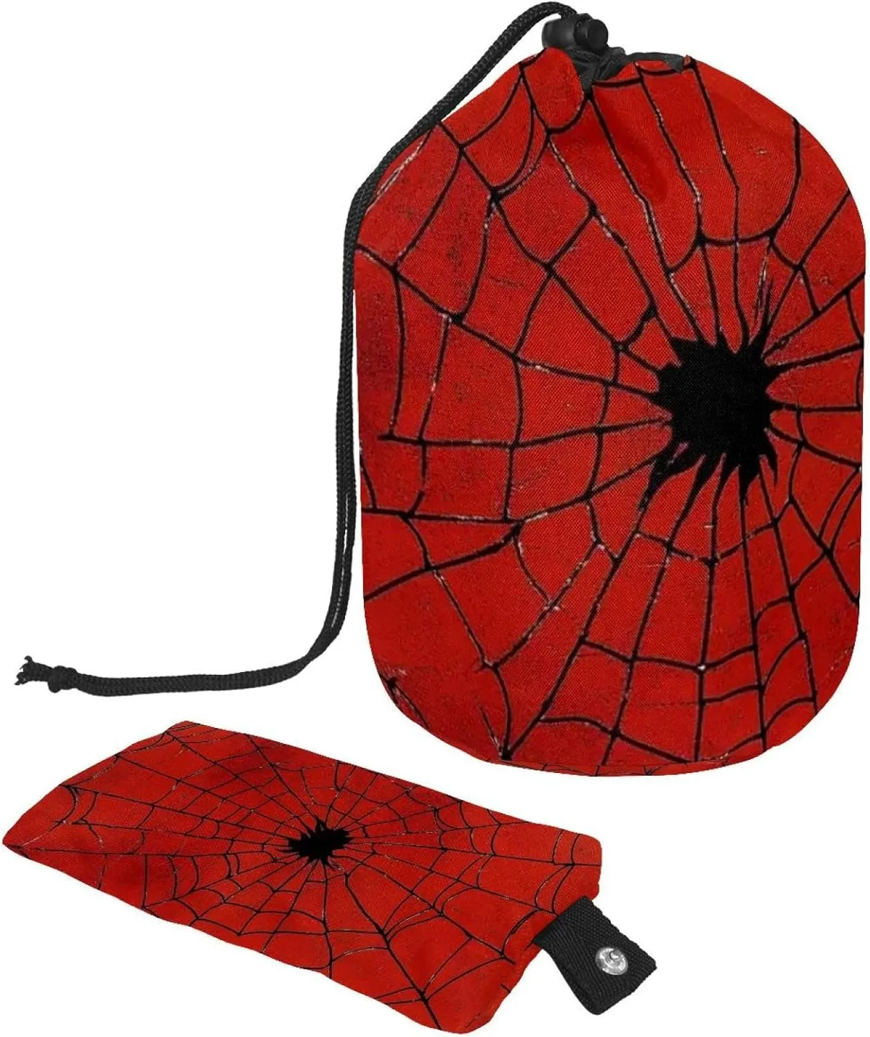 2 Pcs Cosmetic Bag bucket Travel Makeup Bags Large Capacity Soft Waterproof Portable Drawstring Cosmetic Bag, Red & Black Spider Web 39