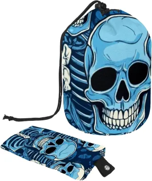 2 Pcs Cosmetic Bag bucket Travel Makeup Bags Large Capacity Soft Waterproof Portable Drawstring Cosmetic Bag, Scary Skeleton Print