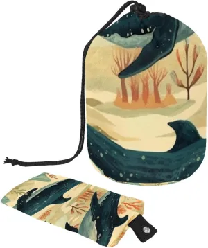 2 Pcs Cosmetic Bag bucket Travel Makeup Bags Large Capacity Soft Waterproof Portable Drawstring Cosmetic Bag, Vintage Whale Seaweed