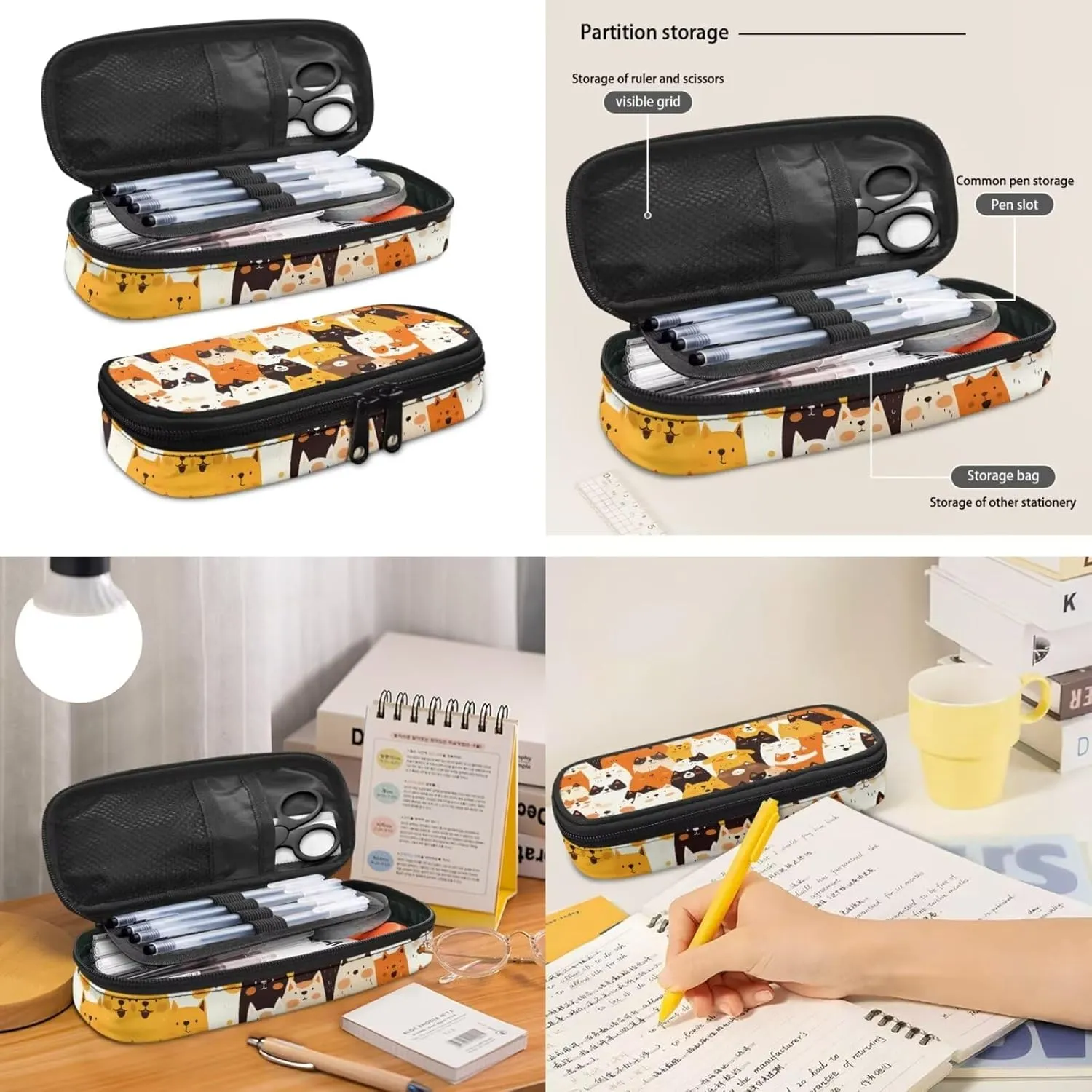 3 in 1 17 In Backpack Set for Boys Kids Cartoon Cat School Bookbag with Insulated Matching Lunch Kit Bag and Pencil Case Set Gift
