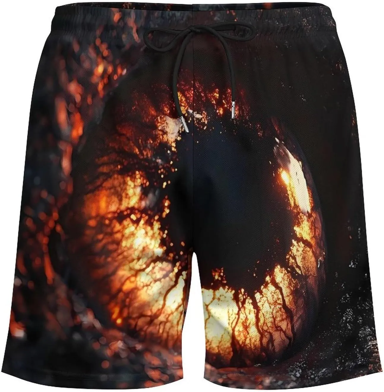 A Huge Eyeball Casual Beach Shorts for Men Elastic Waist Drawstring Swim Shorts With Compression Liner