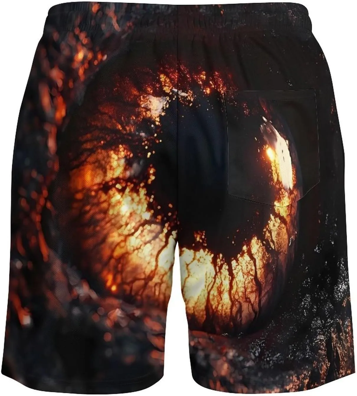 A Huge Eyeball Casual Beach Shorts for Men Elastic Waist Drawstring Swim Shorts With Compression Liner