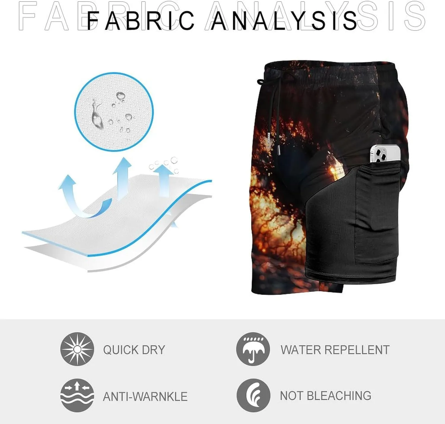 A Huge Eyeball Casual Beach Shorts for Men Elastic Waist Drawstring Swim Shorts With Compression Liner