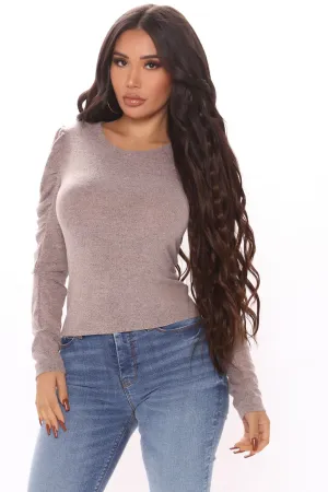 Abrielle Long Sleeve Top - Brown