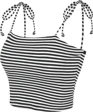 Allegra K Women's Cami Tube Top Tie Spaghetti Straps Sleeveless Summer Crop Tops