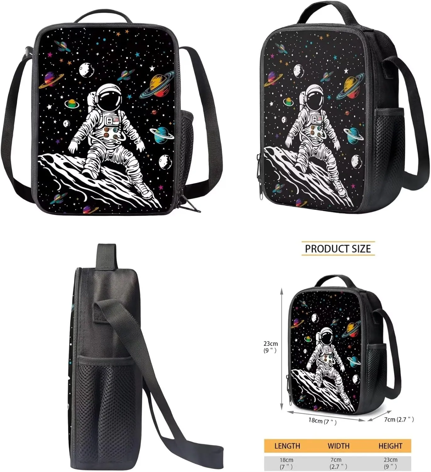 Astronaut 3Pcs Kids Backpack Set School Bag for Boys 6-8 Years Old Teens Large Capacity 17 inch Big School Bookbag for Kindergarten Elementary Middle High School Simple