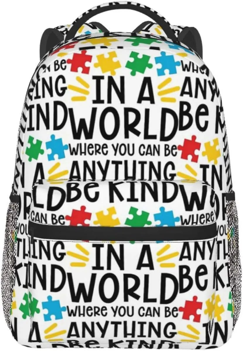 Autism Awareness Backpack Casual Hiking Camping Travel Backpacks Lightweight Daypack Bag Women Men Bookbag