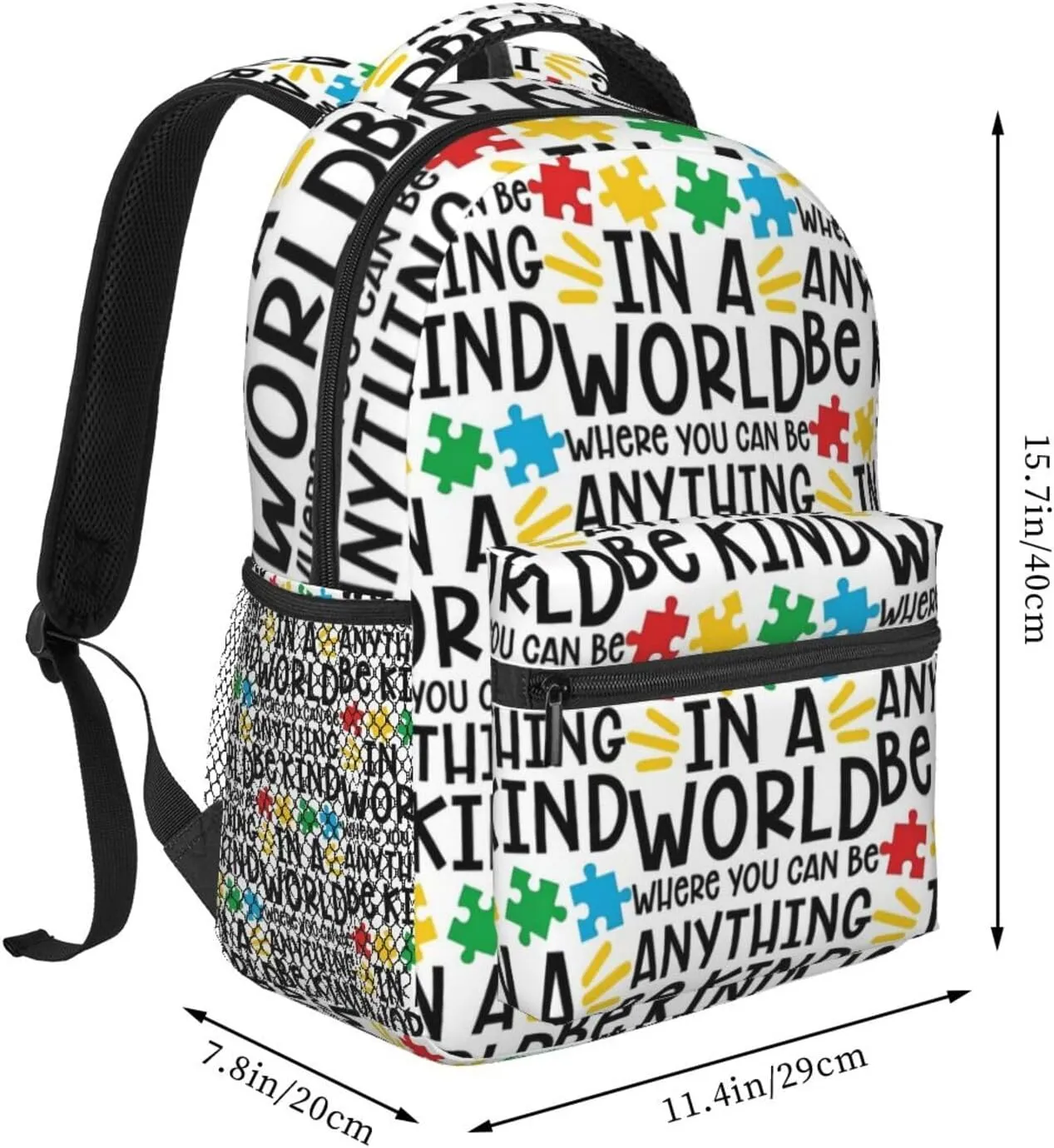 Autism Awareness Backpack Casual Hiking Camping Travel Backpacks Lightweight Daypack Bag Women Men Bookbag