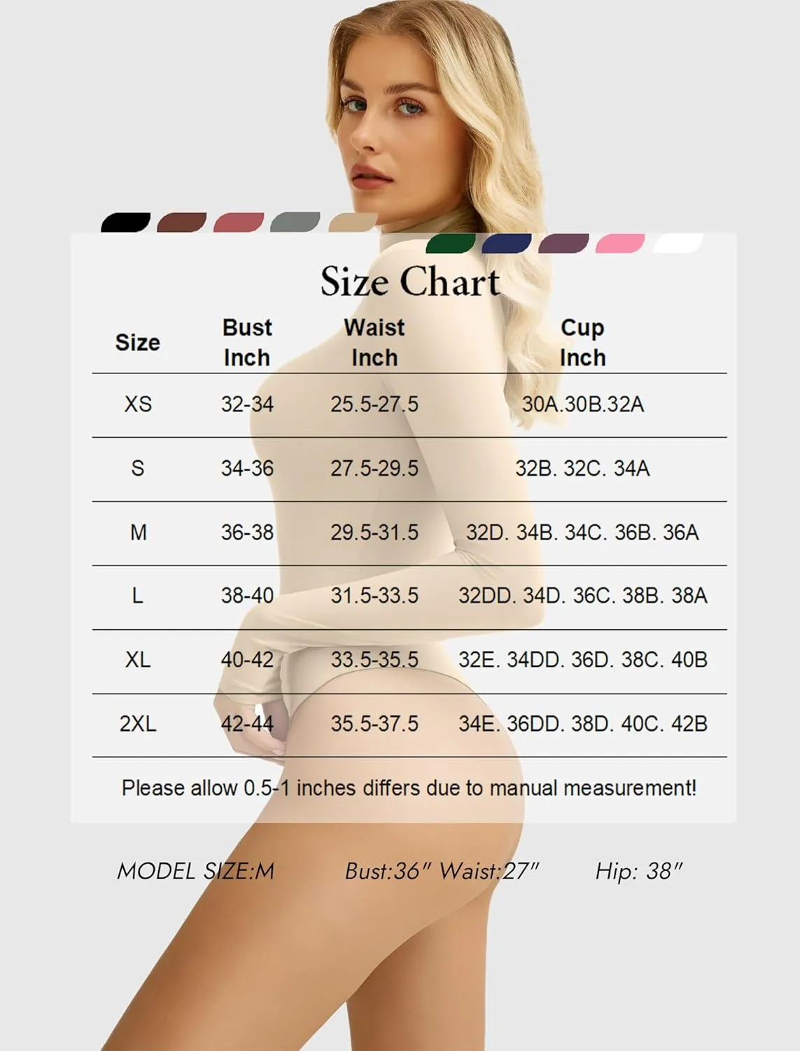 Avidlove Bodysuits for Women High Neck Long Sleeve Body Suits Snap Closure Double Lined Mock Neck Bodysuit Soft