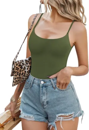 Avidlove Tank Top Bodysuit for Women Square Neck Double Lined Body Suits One Piece Thong Basic Summer Cami Tops