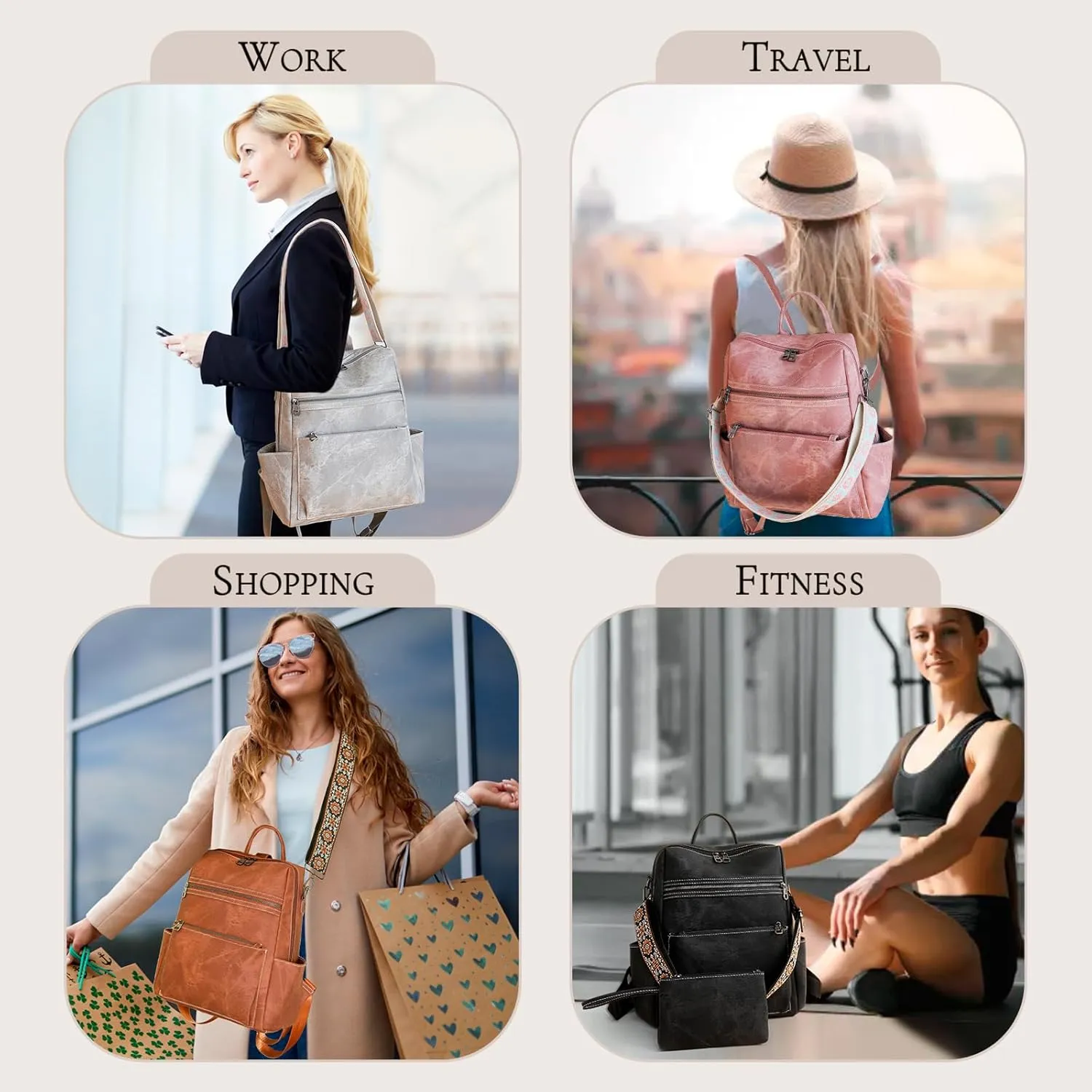 Backpack Purse for Women, Waterproof PU Leather Back pack, Anti-Theft Women Backpack, Lightweight Fashion Multipurpose Shoulder Bag Handbag, Blue