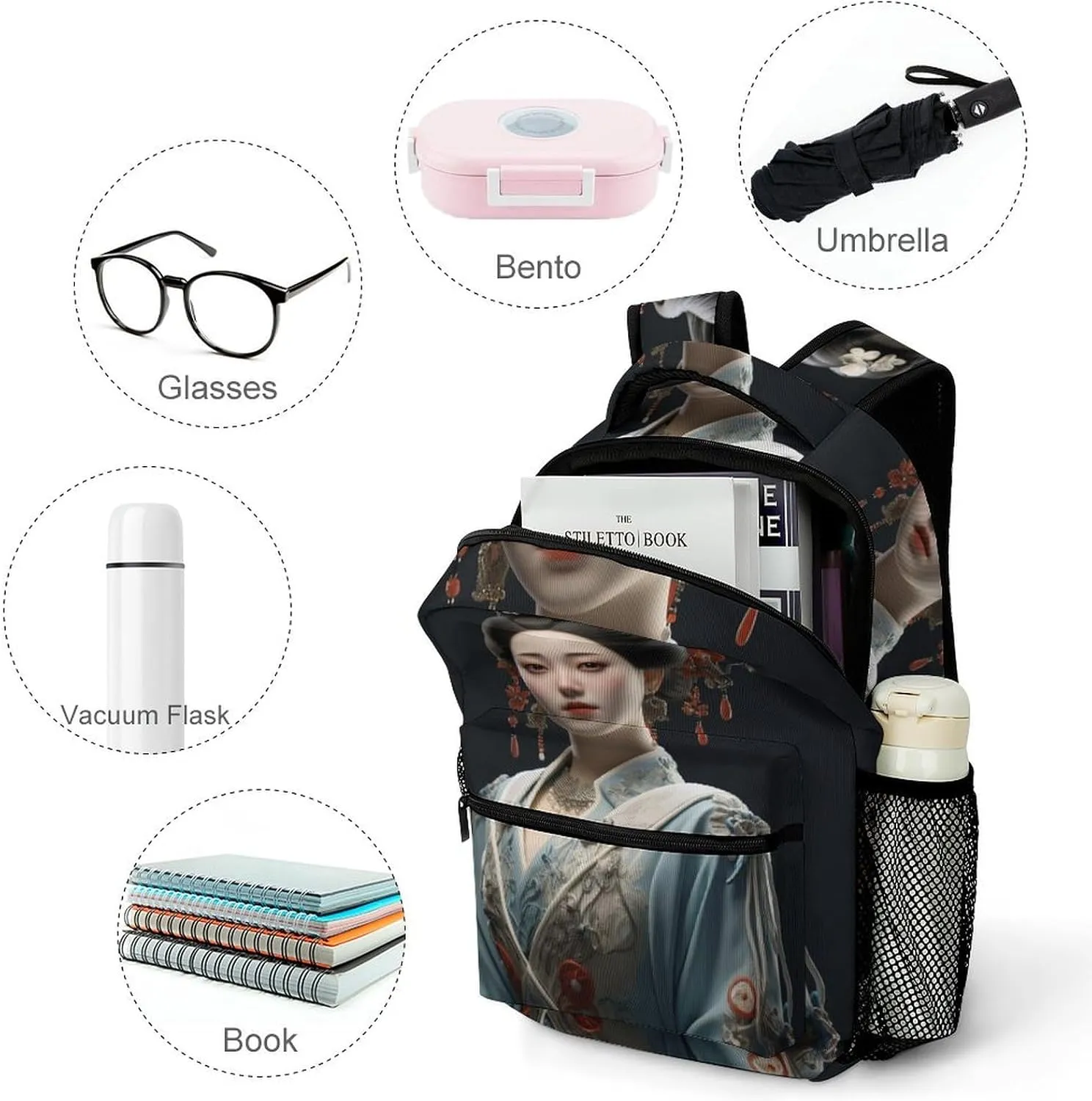 Backpacks Asian Classical Woman Travel Bag Laptop Backpack Casual Daypack for Weekender Business Hiking