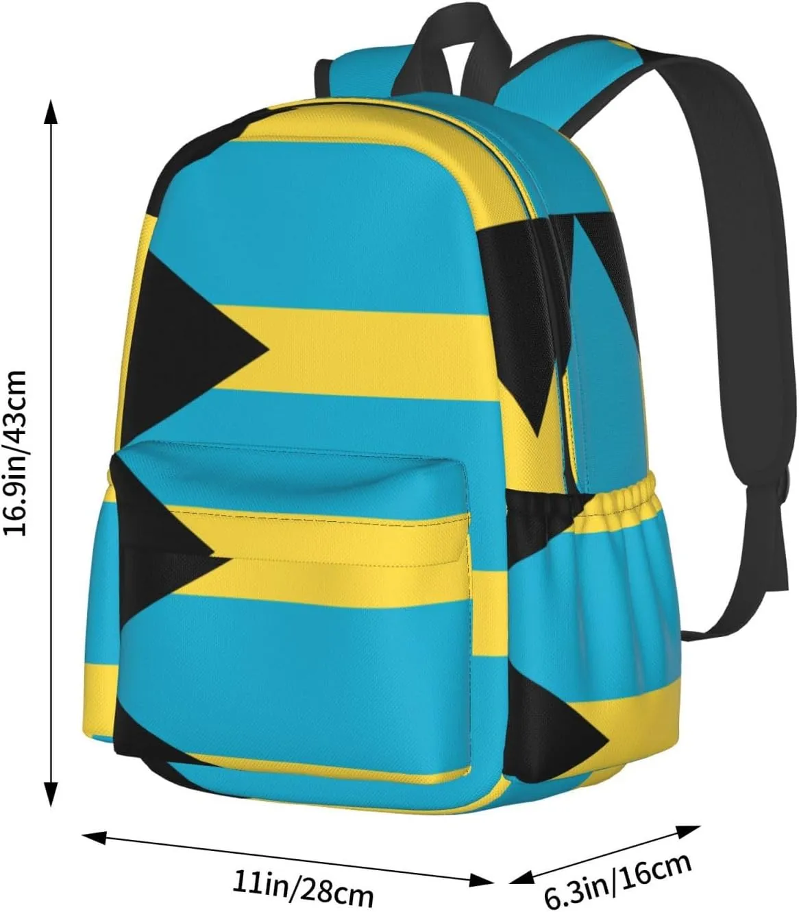Bahamas Flag Laptop Commuter Backpack Shoulder Bag Casual Back Pack Daypack Bags With Side Pockets For Work Travel Daily Use