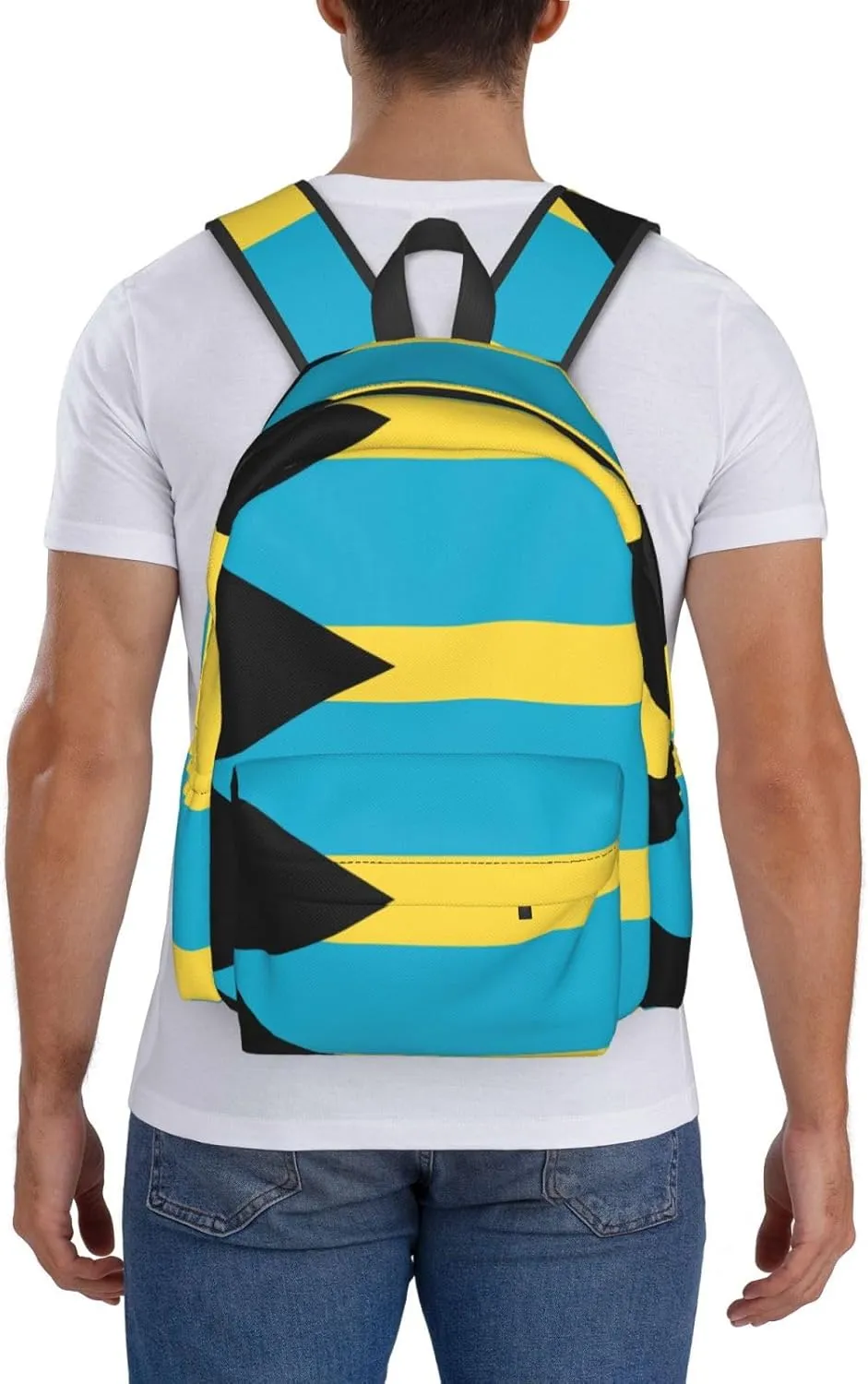 Bahamas Flag Laptop Commuter Backpack Shoulder Bag Casual Back Pack Daypack Bags With Side Pockets For Work Travel Daily Use