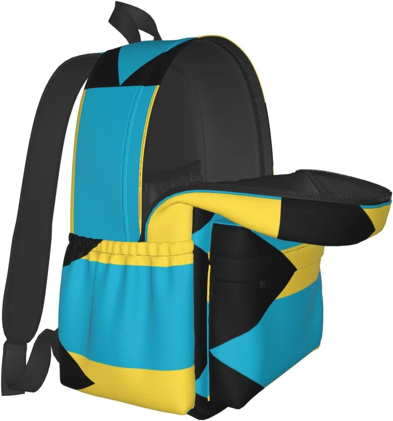 Bahamas Flag Laptop Commuter Backpack Shoulder Bag Casual Back Pack Daypack Bags With Side Pockets For Work Travel Daily Use