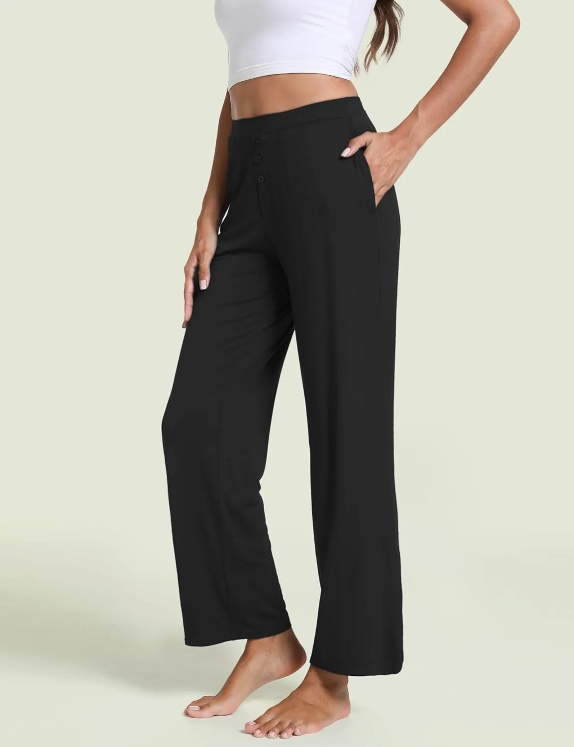 Bamboo Viscose Pajama Pants for Women, Soft Wide Leg Pants with Pockets, Comfy Lounge Bottoms Loose Yoga Sweatpants S-XXL