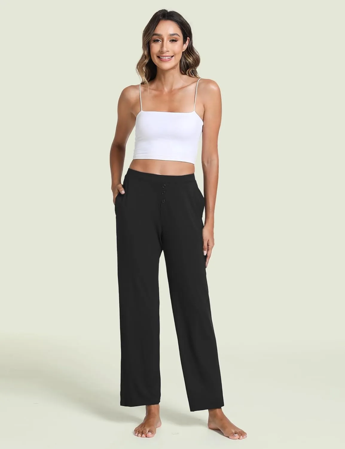 Bamboo Viscose Pajama Pants for Women, Soft Wide Leg Pants with Pockets, Comfy Lounge Bottoms Loose Yoga Sweatpants S-XXL